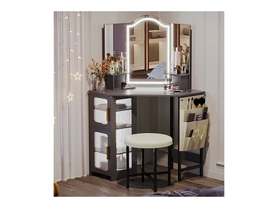 Vlsrka Vanity Makeup Desk with Mirror and Lights