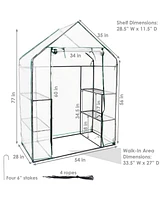 Deluxe Portable Walk-In Greenhouse with 4 Shelves - Rectangle Greenhouse for Vegetables with Roll-Up Door