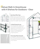 Deluxe Portable Walk-In Greenhouse with 4 Shelves - Rectangle Greenhouse for Vegetables with Roll-Up Door