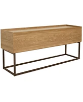 Sunnydaze Decor 54.75-Inch Wide Industrial Console Table with Pull-Down Front Panel and 2 Inner Compartments - Brown