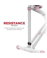 Sunny Health & Fitness Pink Smart Upright Row-n-Ride Squat Assist Exerciser with Free SunnyFit App via Bluetooth