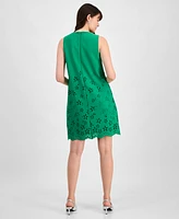 Anne Klein Petite Floral-Cutout Sleeveless Shift Dress