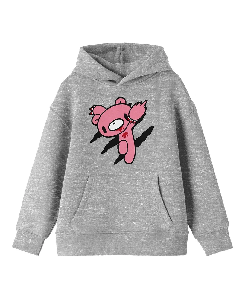 Gloomy Bear Boys Ready to Attack Youth Athletic Heather Gray Graphic Hoodie-Medium