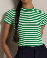 Polo Ralph Lauren Women's Striped Ribbed Cotton Crewneck Tee