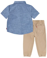 Levi's Little Boys 2-Piece Denim Shirt and Jogger Pants