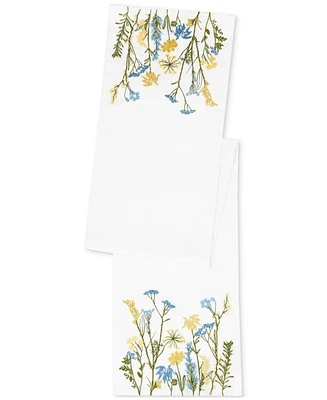 Lenox Wildflowers Border Embroidered Runner, 14" x 90"