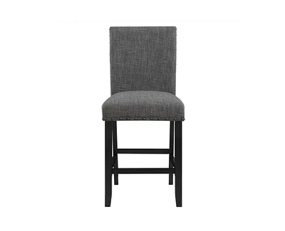 The Pop Home Bar Stools Set of 2, Nailhead Trim, Transitional Style with Upholstered Seat-The