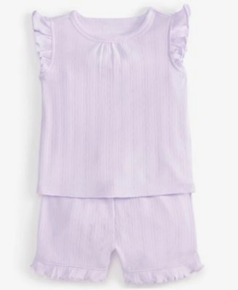 First Impressions Baby Girls Solid Flutter Sleeve Top Pointelle Shorts Exclusively At Macys