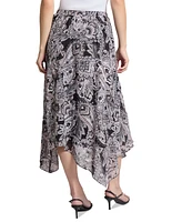 Jones New York Petite Ruffled Paisley-Print Pull-On Skirt