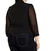 City Chic Plus Drapey Sheer Chiffon Blazer Jacket