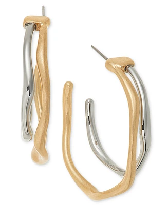 Style & Co Two-Tone Sculptural Oval Double-Row Hoop Earrings, Exclusively at Macy's