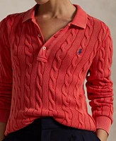 Polo Ralph Lauren Women's Cable-Knit Cotton Long-Sleeve Shirt Sweater