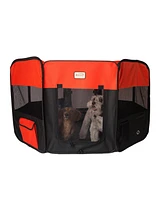 Armarkat PP002R-xl Portable Pet Playpen in Black and Red Combo for Travel and Outdoor Activities