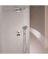 3-Function Thermostatic Shower System with Handheld Head Luxury Faucet Waterfall and Rainfall Head, Matte Black