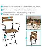 European Chestnut Folding Dining Armchair - for Indoor or Outdoor Use - Commercial Grade - Set of