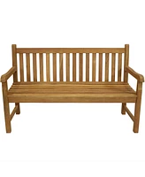 2-Person Outdoor Bench with Backrest - Wooden Garden Bench - Wood Teak Outdoor Furniture - 600lb Weight Capacity – Brown