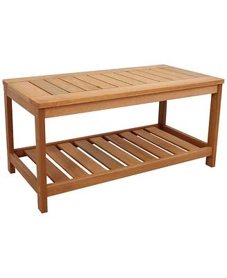 Meranti Wood Outdoor Patio Coffee Table - Teak Oil Finish - 35-Inch