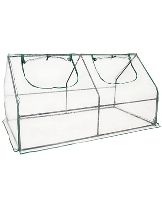 Sunnydaze Decor Mini Cloche Greenhouse with Zipper Doors - Portable Greenhouse with 2 Zippered Doors - Iron Tube Frame with Pvc Plastic Cover