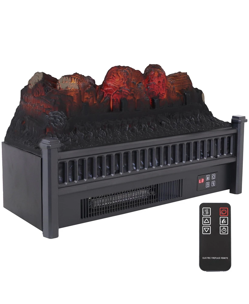 Sunnydaze Decor Heated Log Electric Fireplace Insert Heater - Polypropylene Construction - Great for Existing Fireplaces