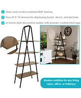 68.5-Inch H 4-Tier Industrial-Style A-Frame Ladder Shelf - Mdp Shelves with Powder-Coated Steel Frame - Brown