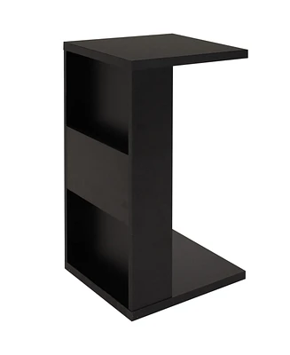 C-Shaped Side Table - Versatile End with Storage for the Living Room, Bedroom, or Office Black