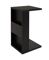 C-Shaped Side Table - Versatile End with Storage for the Living Room, Bedroom, or Office Black