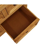 39.75-Inch W Solid Pine 9-Drawer Chest of Drawers - For Living or Dining Room - Light Brown