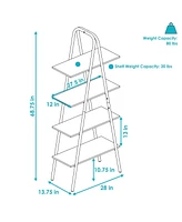 68.5-Inch H 4-Tier Industrial-Style A-Frame Ladder Shelf - Mdp Shelves with Powder-Coated Steel Frame - Brown