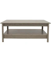 Sunnydaze Decor 16-Inch H Gray Wood Coffee Table with Shelf - Rustic Cocktail Table for Living Room or Home Office - Thunder Gray