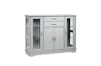 Slickblue Wood Buffet Sideboard Cabinet with Glass Display Doors