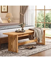 Tribesigns 59" Wood Entryway Entry Bench, Kitchen Bench for Dining Room, Farmhouse Bedroom Bed Bench, Wooden Bench Indoor for Foyer, Dining Table, End