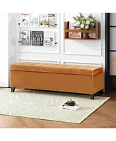 Velvet Storage Ottoman Bench with Tufted Lift-Top, Upholstered Accent Bench for Bedroom or Living Room-The Pop Home