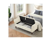 The Pop Home 63" Velvet Storage Ottoman Bench with Crystal Buckle, End-of-Bed 1 Pillow-The