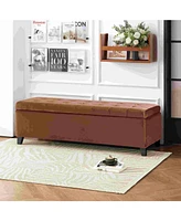 The Pop Home Velvet Storage Ottoman Bench with Tufted Lift-Top, Upholstered Accent for Bedroom or Living Room-The