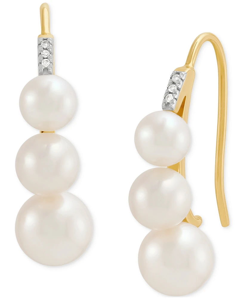 Honora Cultured Freshwater Pearl (5-7mm) & Diamond Accent Threader Earrings in 10K Yellow Gold