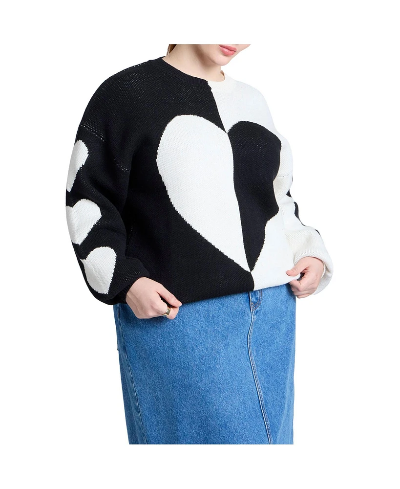 Eloquii Plus Heart Intarsia Sweater