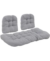 Sunnydaze Decor 300D Olefin Tufted 3-Piece Outdoor Settee Cushion Set with Polyester Fill - Gray