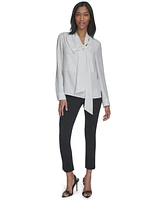 Halston Women's High-Neck Bow-Tie Long-Sleeve Blouse