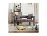 The Pop Home Modern Chenille Loveseat Bench, Comfy Upholstered 2-Seater Sofa for Living Room, Bedroom, & Leisure Areas-The