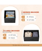 Wlive Tall Dresser for Bedroom with 13 Drawers Storage Organizer Unit Fabric Closet Chest of Steel Frame Wood Top