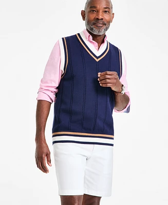 Club Room Men's Regular-Fit Colorblocked Mini Cable-Knit Sweater Vest, Exclusively at Macy's