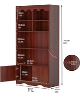 gaomon Bookshelves and Bookcases, Display Cabinet with Door