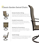 High-Back Swivel Patio Chairs - Sling Outdoor Dining Chairs Set of 2 - For Patio or Deck - Brown
