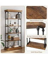 gaomon Bookshelf Industrial Bookcase Wooden Storage Open Rack Shelf with Metal Frame
