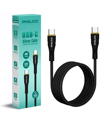 Philco C To Type Cable, Silicone, 4Ft Length, 20W Fast Charging, High-Speed Data Transfer, Compatible with Usb-c Devices, Tangle Free.