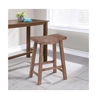 Slickblue Wooden Frame Saddle Seat Counter Stool with Angled Legs for Modern Rustic Decor