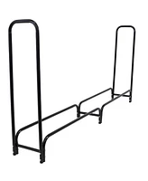 8-Foot Firewood Log Rack - Indoor/Outdoor Black Powder-Coated Steel Storage Accessory