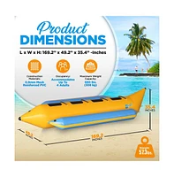 SereneLife 4-Person Inflatable Banana Boat, With Foot Pump & Repair Kit