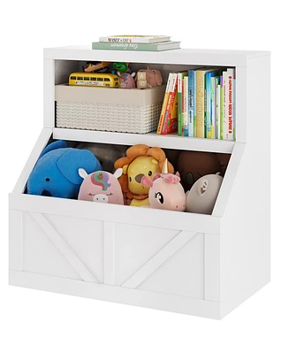 gaomon Kids Bookshelf, Wooden Toy Storage Organizer with Cubby