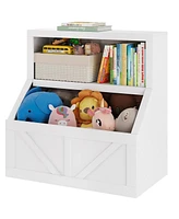 gaomon Kids Bookshelf, Wooden Toy Storage Organizer with Cubby